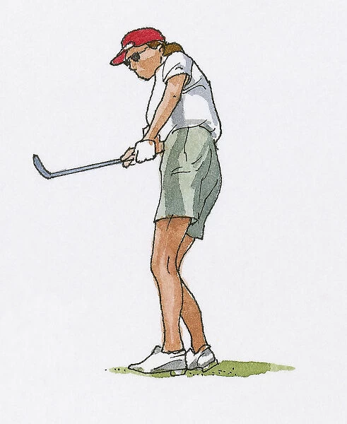 Illustration of woman playing golf
