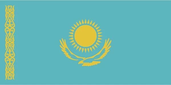 Image of the Kazakhstan flag with blue and yellow