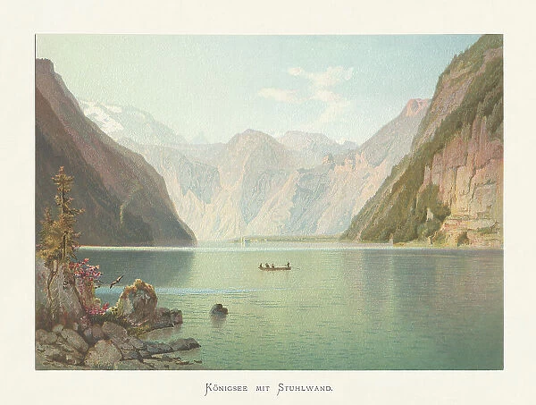 Konigssee (King's lake), Berchtesgadener Land, Bavaria, Germany, chromolithograph, published ca. 1874