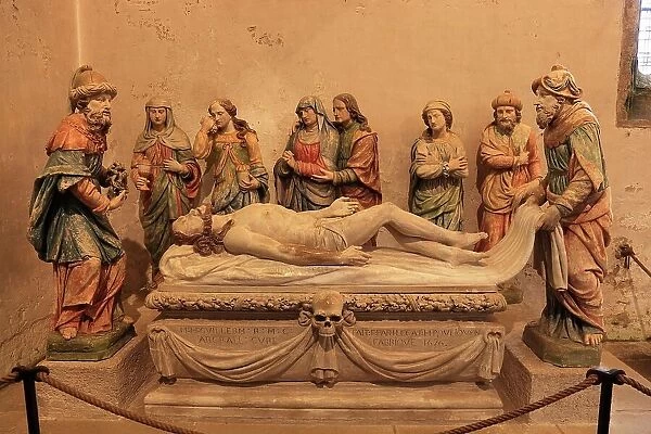 Lampaul-Guimiliau, Notre-Dame Church, Entombment Sculpture Group by Antoine Chavagnac of the Church, Brittany, France