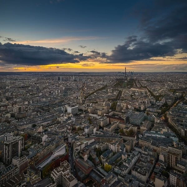 Landscape view of Paris sunset