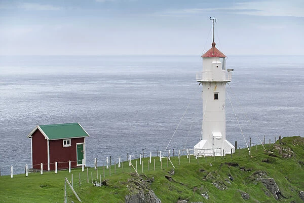Lighthouse, Akraberg, the southernmost point of Suouroy, Faroe Islands, Denmark