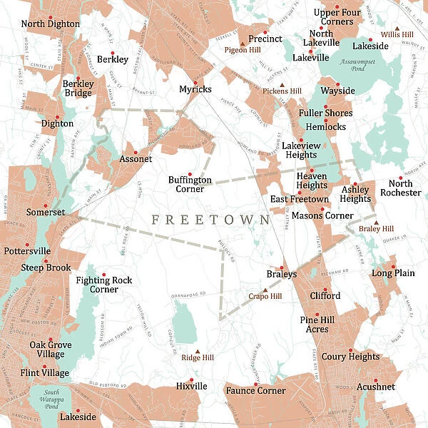 MA Bristol Freetown Vector Road Map