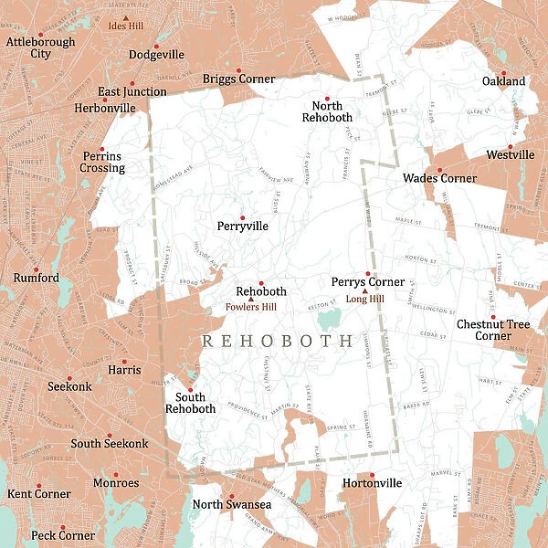 MA Bristol Rehoboth Vector Road Map
