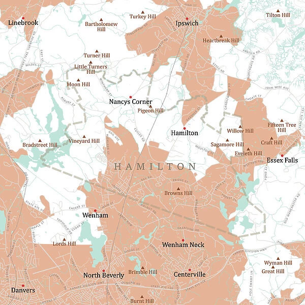 MA Essex Hamilton Vector Road Map
