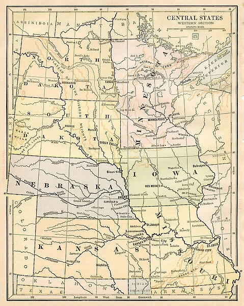 Map of Central States 1888