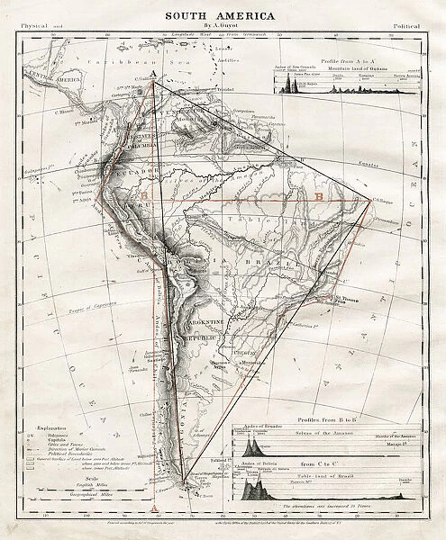 Map of South America 1868