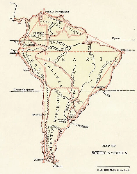 Map of South America 1875