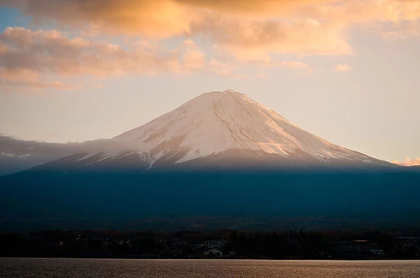 Mt. Fuji. Beautiful scenery in Japan.. Sunset view from Lake Yamanakako