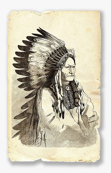 Native American Chief Sitting Bull engraving 1882