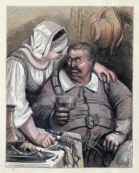 Ogre and his wife, Hop O My Thumb, Fairy Tales of Charles Perrault illustrated by Gustave Dore