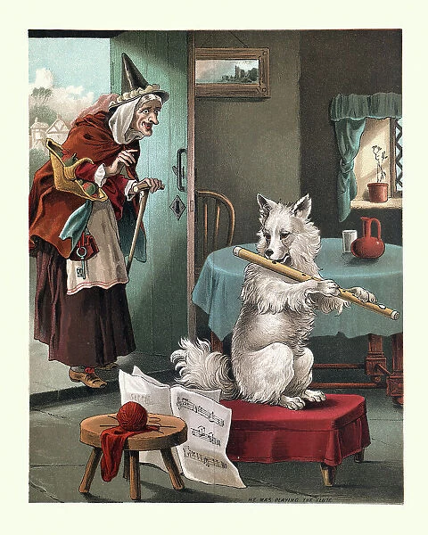 Old Mother Hubbard, nursery rhyme, Dog was playing the flute