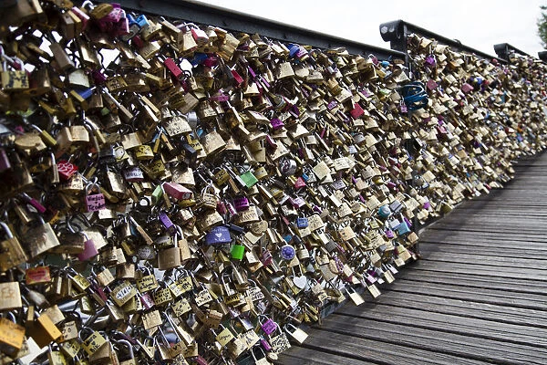 Padlocks of love on the Seine River in Paris
