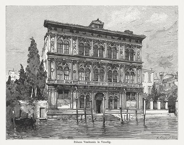 Palazzo Vendramin-Calergi, built 1481-1509, Venice, Italy, wood engraving, published 1884