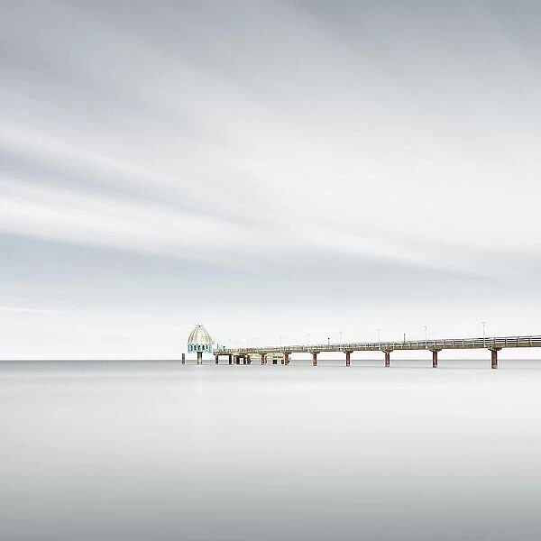 Pier with diving gondola at the Baltic resort Zingst, Germany