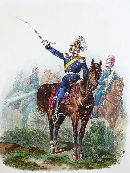 Prussian Army, Prussian Guard, Guard Field Artillery Regiment, Corps Artillery, Riding Section, Army Uniform, Military, Prussia, Germany, digitally restored reproduction of a 19th century original