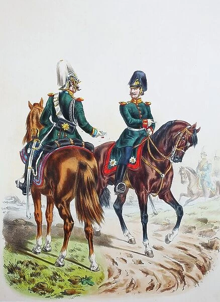Prussian Army, Prussian Guard, Leib Gendarmerie and Riding Feldjaeger Corps, Constable, Officer Oberjaeger, Army Uniform, Military, Prussia, Germany, digitally restored reproduction of a 19th century original