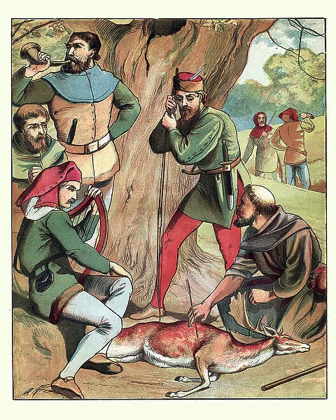 Robin Hood and his Merry Men hunting in Sherwood Forest