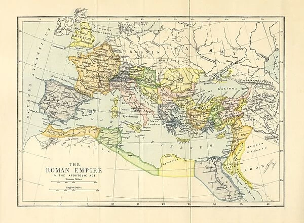 Roman Empire in the Apostolic Age Map, Engraving, 1892