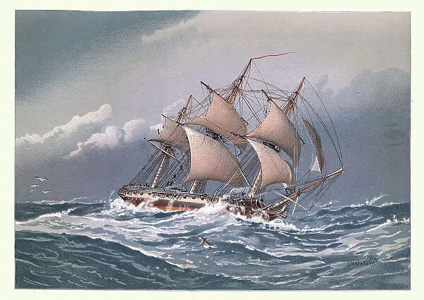Royal navy warship, 28 gun frigate, 1794, late 18th Century