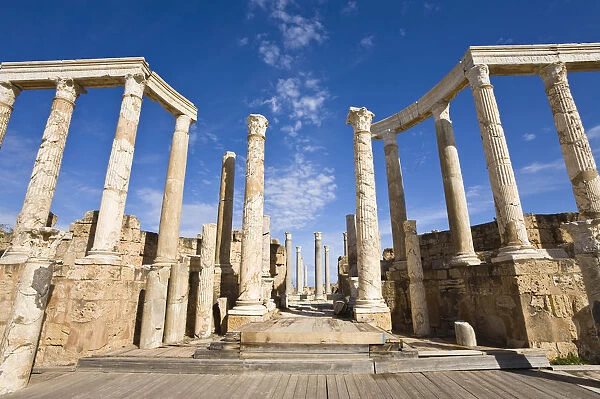 Ruins of the ancient theatre of Leptis Magna, Libya, North Africa