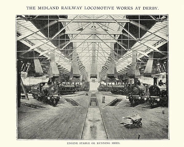 Running shed Midland railway locomotive works at Derby, 1892