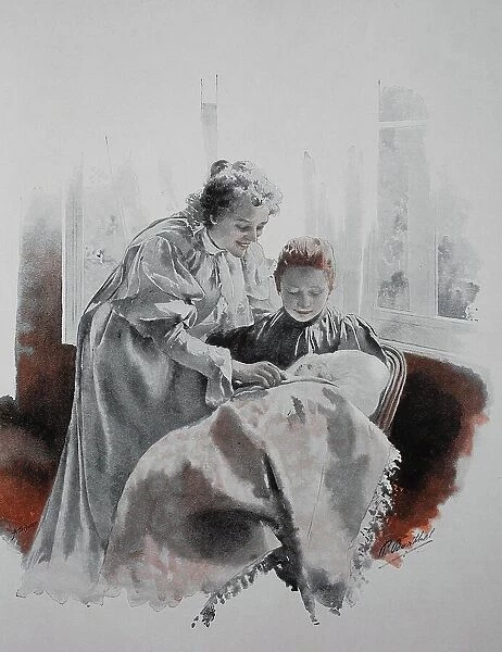 The Son and the Heir, the Mother and the Grandmother with a Baby, 1881, Germany, Historic, Digital Reproduction of an Original 19th century Artwork