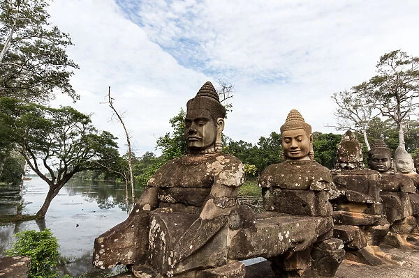 Stone Statues at the gateway of Angkor Thom