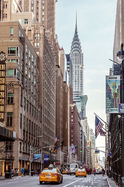 Street view with Chrysler building, New York, USA