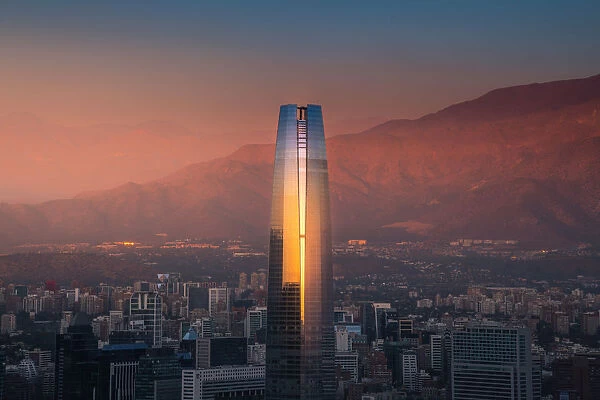 Sunset view of Santiago city