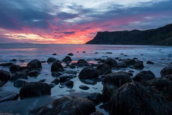 Talisker Beach in the sunset time, Isle of Skye