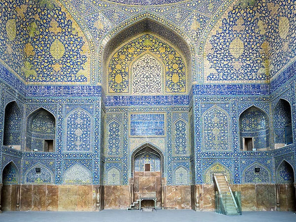 Tile decorated dome chamber at Shah mosque, Isfahan, Iran