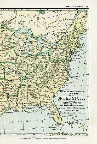 United States Eastern states map 1898