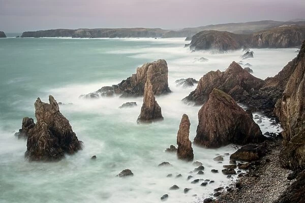 Untamed. Huge waves Pounding the rocks at Lewis the outer Hebrides, Scotland