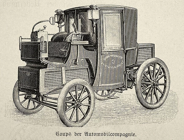 Vintage illustration of a early motor car, 1890s, 19th Century