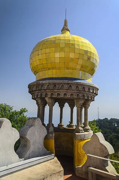 Yellow dome in the palace of the Pena in sintra portugal
