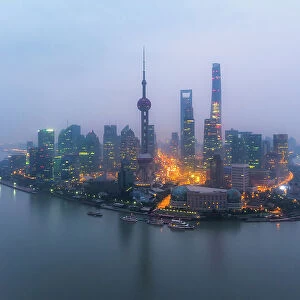 Aerial View of Shanghai Skyline, The Bund