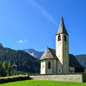 Alpine chapel with Dolomitic landscape in South Tyrol, Italy