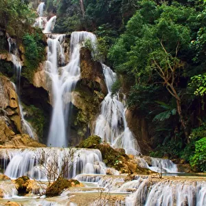 Magical Waterfalls Framed Print Collection: Kuang Si Waterfall, Laos