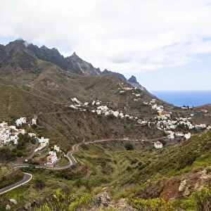 Anaga mountains with the village of Taganana at back, Azano, Taganana, Tenerife, Canary Islands, Spain