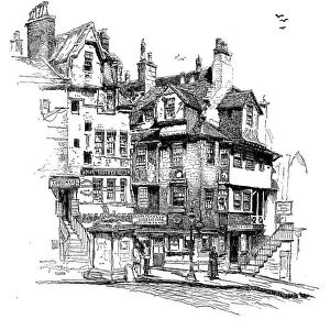 Antique illustration of old Edinburgh: John Knoxs house