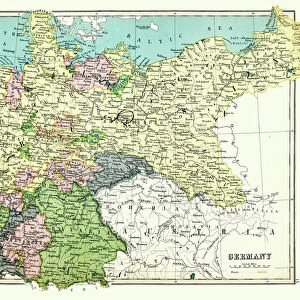 Antique map of Germany, 1897, late 19th Century