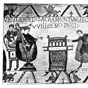 The Bayeux tapestry: Harold swears his oath to William