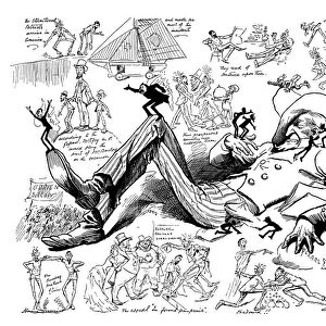 British London satire caricatures comics cartoon illustrations: Irish actors in America