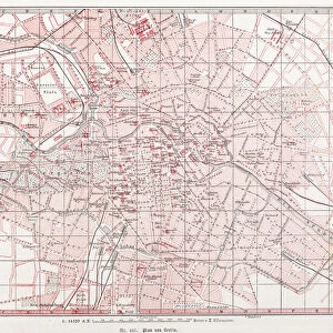 City Map of Berlin downtown Germany from 1870