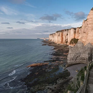 Coast with chalk cliffs, Etretat, Normandy, France