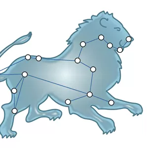 Digital illustration of a Lion representing the Leo constellation