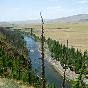 Elevated view of Orkhon Valley in centreal Mongolia