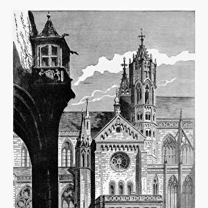 Side Entrance, Freiburg Minster Cathedral in Breisgau, Germany Circa 1887