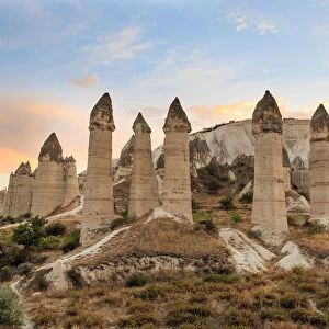 Fairy Chimneys in Red Valley, Goreme National Park, Goreme, Cappadocia, Anatolia, Turkey